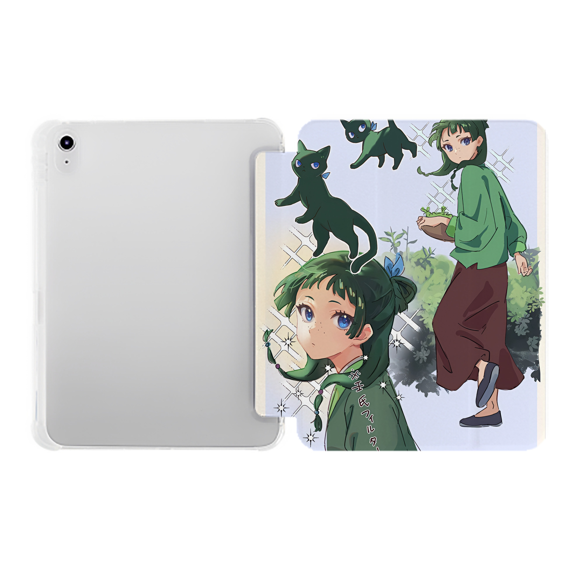 （画像用） 薬屋のひとりごと The Apothecary Diaries IPad ケース ペン収納付き 三つ折りスタンド PUレザー×シリコン 対応機種9.5/10.5/10.9インチ